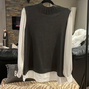 NWOT Karl Lagerfeld layered shirt hem knit sweaters